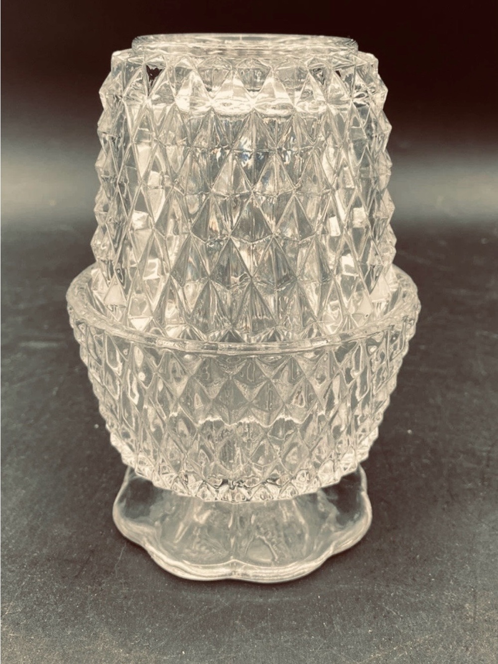 Indiana Glass Clear Diamond Point Fairy Lamp 2 pc.